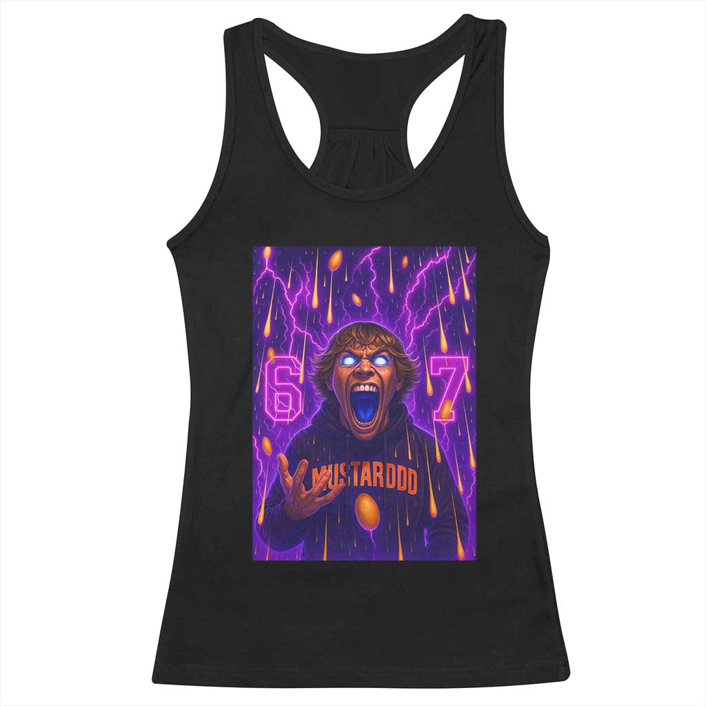 Mason 67 Meme Graphic Racerback Tank Top Glowing Eyes Devil Edit 6 7 Viral Six Seven Scream TS02 Black Print Your Wear