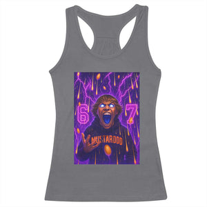 Mason 67 Meme Graphic Racerback Tank Top Glowing Eyes Devil Edit 6 7 Viral Six Seven Scream TS02 Charcoal Print Your Wear