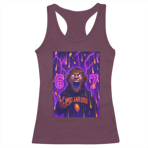 Mason 67 Meme Graphic Racerback Tank Top Glowing Eyes Devil Edit 6 7 Viral Six Seven Scream TS02 Maroon Print Your Wear