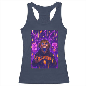 Mason 67 Meme Graphic Racerback Tank Top Glowing Eyes Devil Edit 6 7 Viral Six Seven Scream TS02 Navy Print Your Wear