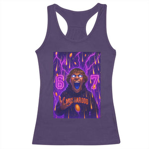 Mason 67 Meme Graphic Racerback Tank Top Glowing Eyes Devil Edit 6 7 Viral Six Seven Scream TS02 Purple Print Your Wear