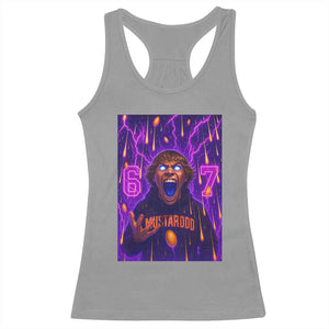 Mason 67 Meme Graphic Racerback Tank Top Glowing Eyes Devil Edit 6 7 Viral Six Seven Scream TS02 Sport Gray Print Your Wear