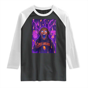 Mason 67 Meme Graphic Raglan Shirt Glowing Eyes Devil Edit 6 7 Viral Six Seven Scream TS02 Black White Print Your Wear