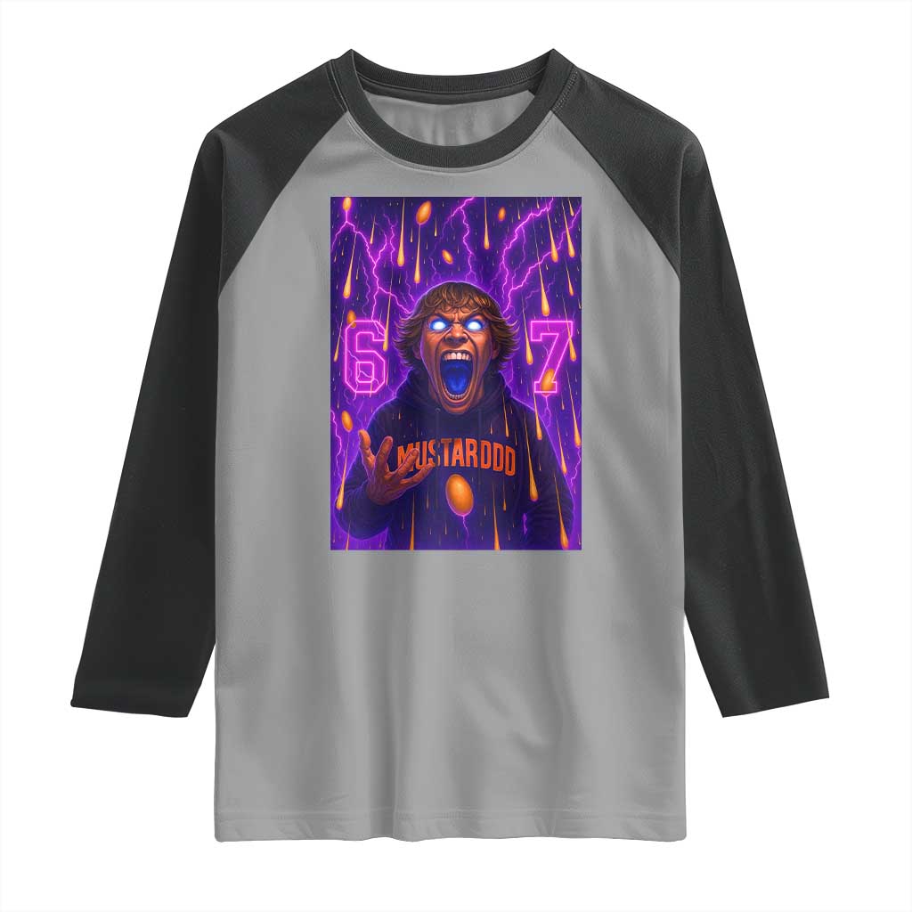 Mason 67 Meme Graphic Raglan Shirt Glowing Eyes Devil Edit 6 7 Viral Six Seven Scream TS02 Sport Gray Black Print Your Wear