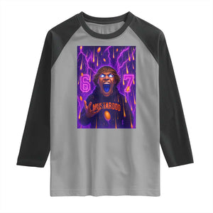 Mason 67 Meme Graphic Raglan Shirt Glowing Eyes Devil Edit 6 7 Viral Six Seven Scream TS02 Sport Gray Black Print Your Wear