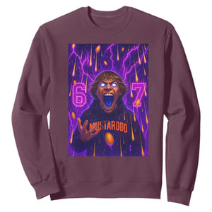 Mason 67 Meme Graphic Sweatshirt Glowing Eyes Devil Edit 6 7 Viral Six Seven Scream TS02 Maroon Print Your Wear