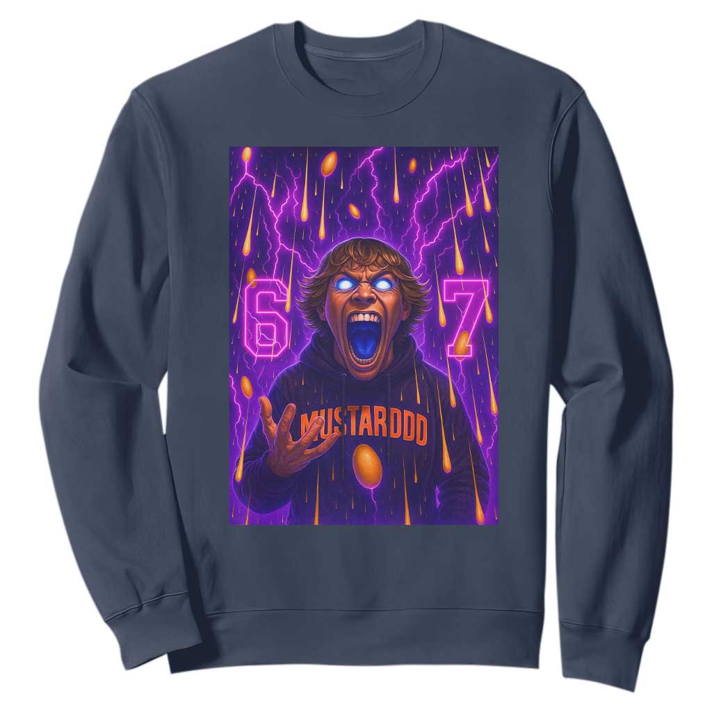 Mason 67 Meme Graphic Sweatshirt Glowing Eyes Devil Edit 6 7 Viral Six Seven Scream TS02 Navy Print Your Wear