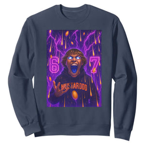 Mason 67 Meme Graphic Sweatshirt Glowing Eyes Devil Edit 6 7 Viral Six Seven Scream TS02 Navy Print Your Wear
