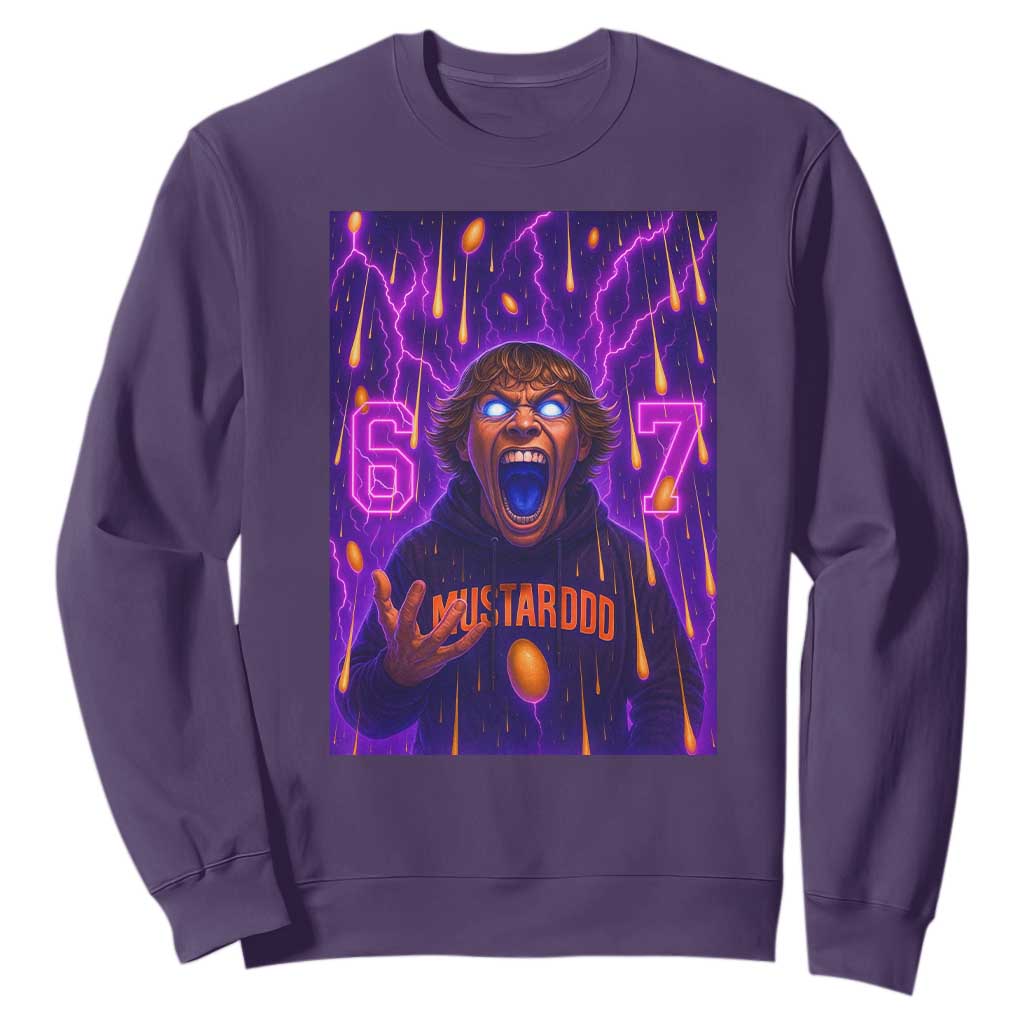 Mason 67 Meme Graphic Sweatshirt Glowing Eyes Devil Edit 6 7 Viral Six Seven Scream TS02 Purple Print Your Wear