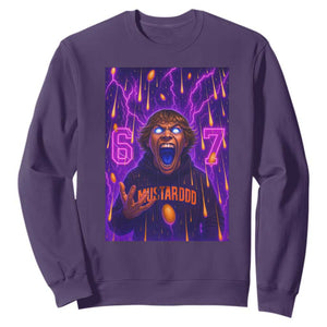 Mason 67 Meme Graphic Sweatshirt Glowing Eyes Devil Edit 6 7 Viral Six Seven Scream TS02 Purple Print Your Wear
