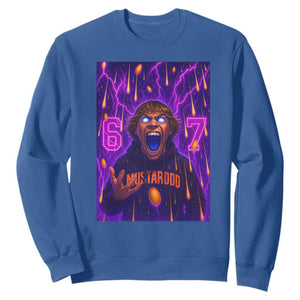 Mason 67 Meme Graphic Sweatshirt Glowing Eyes Devil Edit 6 7 Viral Six Seven Scream TS02 Royal Blue Print Your Wear