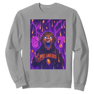 Mason 67 Meme Graphic Sweatshirt Glowing Eyes Devil Edit 6 7 Viral Six Seven Scream TS02 Sport Gray Print Your Wear