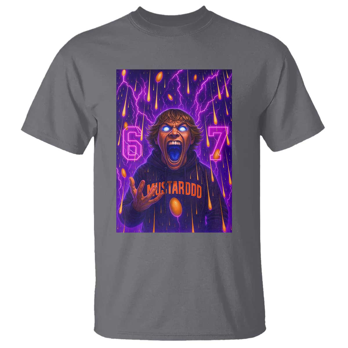 Mason 67 Meme Graphic T Shirt Glowing Eyes Devil Edit 6 7 Viral Six Seven Scream TS02 Charcoal Print Your Wear