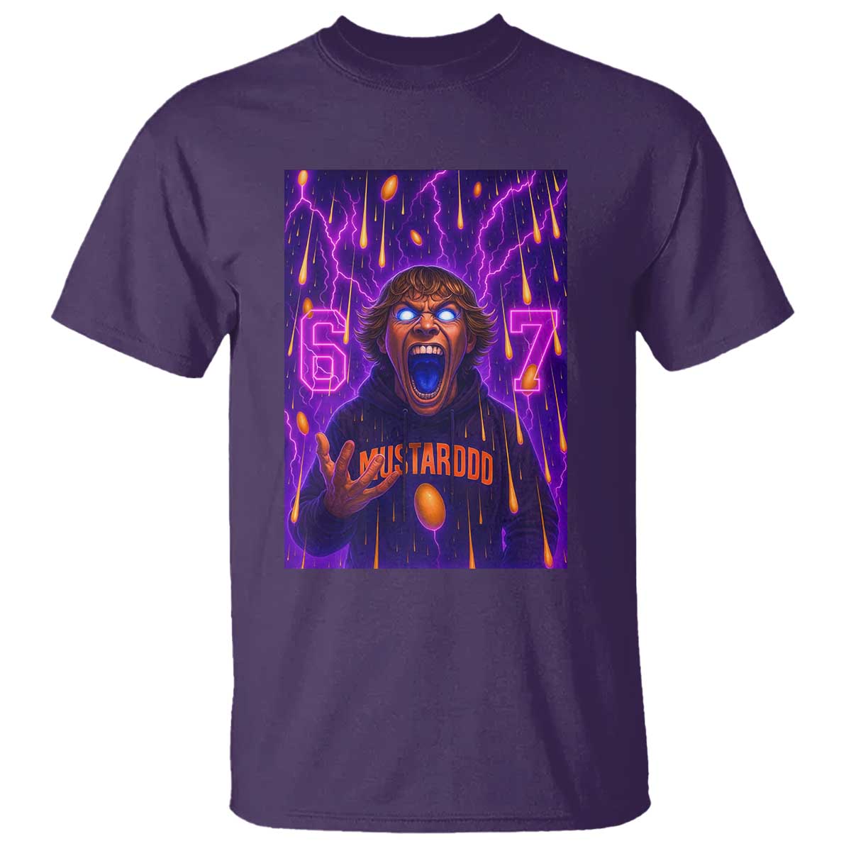 Mason 67 Meme Graphic T Shirt Glowing Eyes Devil Edit 6 7 Viral Six Seven Scream TS02 Purple Print Your Wear