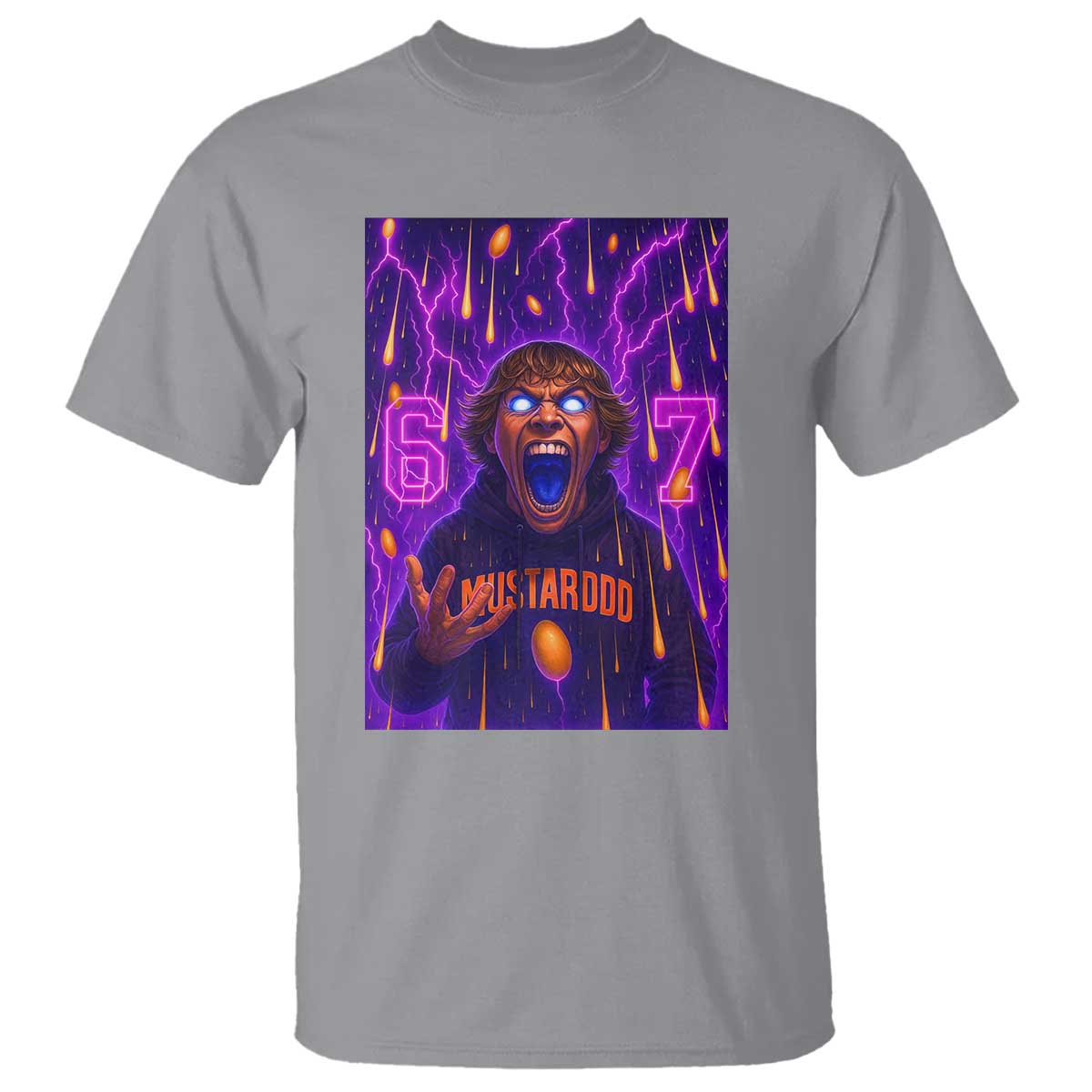 Mason 67 Meme Graphic T Shirt Glowing Eyes Devil Edit 6 7 Viral Six Seven Scream TS02 Sport Gray Print Your Wear