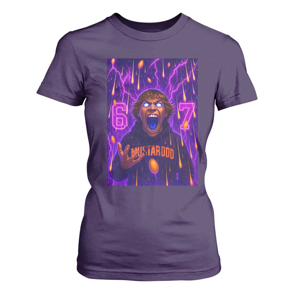 Mason 67 Meme Graphic T Shirt For Women Glowing Eyes Devil Edit 6 7 Viral Six Seven Scream TS02 Purple Print Your Wear