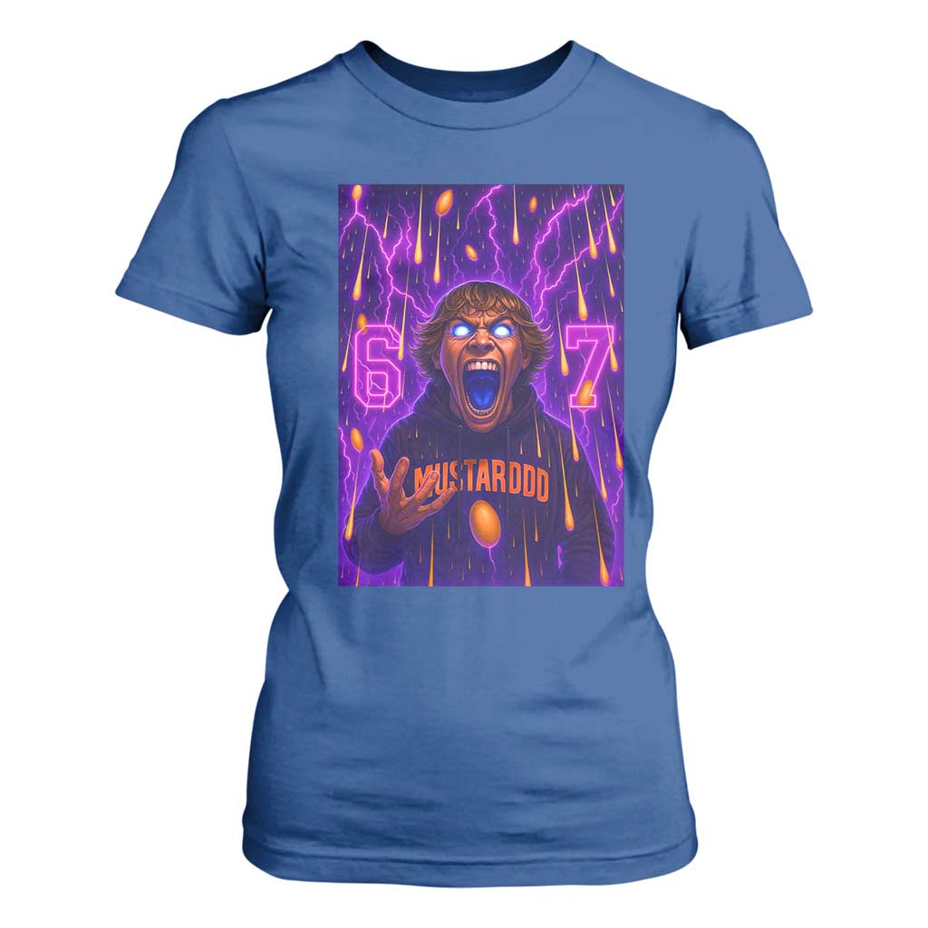 Mason 67 Meme Graphic T Shirt For Women Glowing Eyes Devil Edit 6 7 Viral Six Seven Scream TS02 Royal Blue Print Your Wear