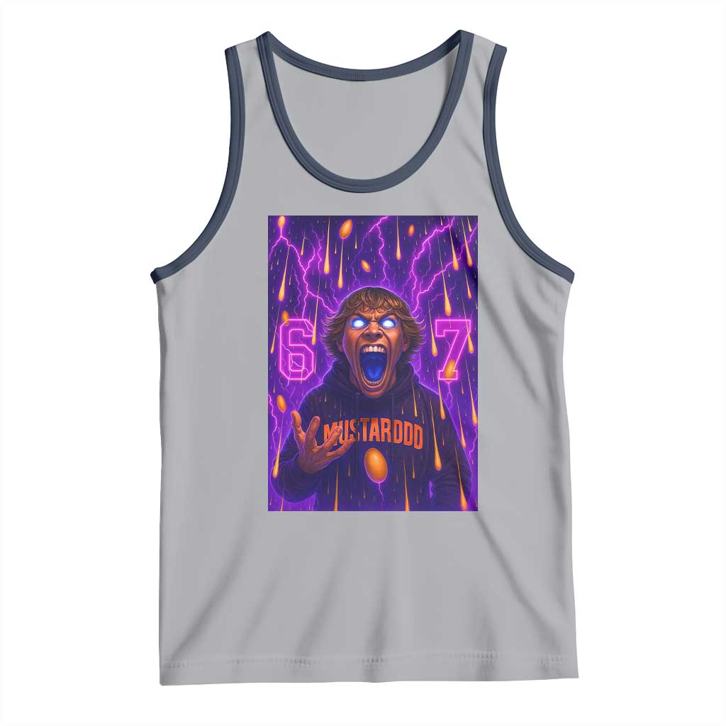 Mason 67 Meme Graphic Tank Top Glowing Eyes Devil Edit 6 7 Viral Six Seven Scream TS02 Athletic Heather Navy Print Your Wear