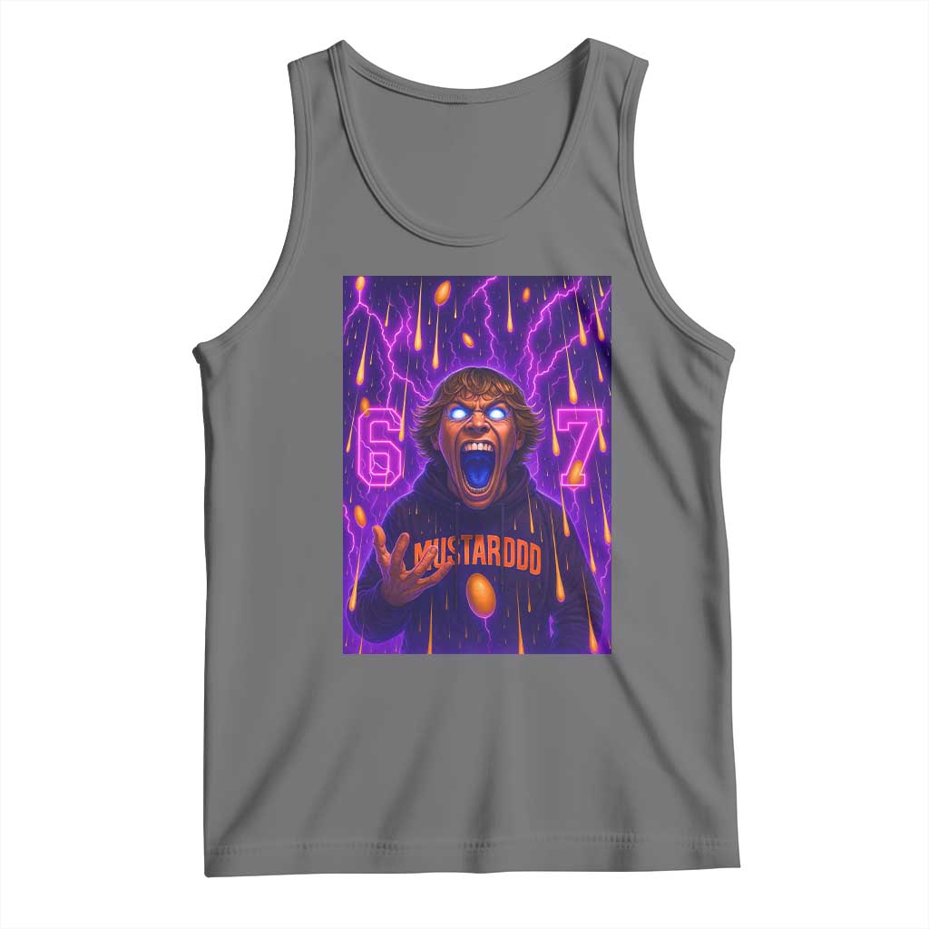 Mason 67 Meme Graphic Tank Top Glowing Eyes Devil Edit 6 7 Viral Six Seven Scream TS02 Black Heather Print Your Wear