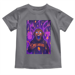 Mason 67 Meme Graphic Toddler T Shirt Glowing Eyes Devil Edit 6 7 Viral Six Seven Scream TS02 Charcoal Print Your Wear