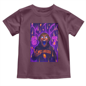 Mason 67 Meme Graphic Toddler T Shirt Glowing Eyes Devil Edit 6 7 Viral Six Seven Scream TS02 Maroon Print Your Wear