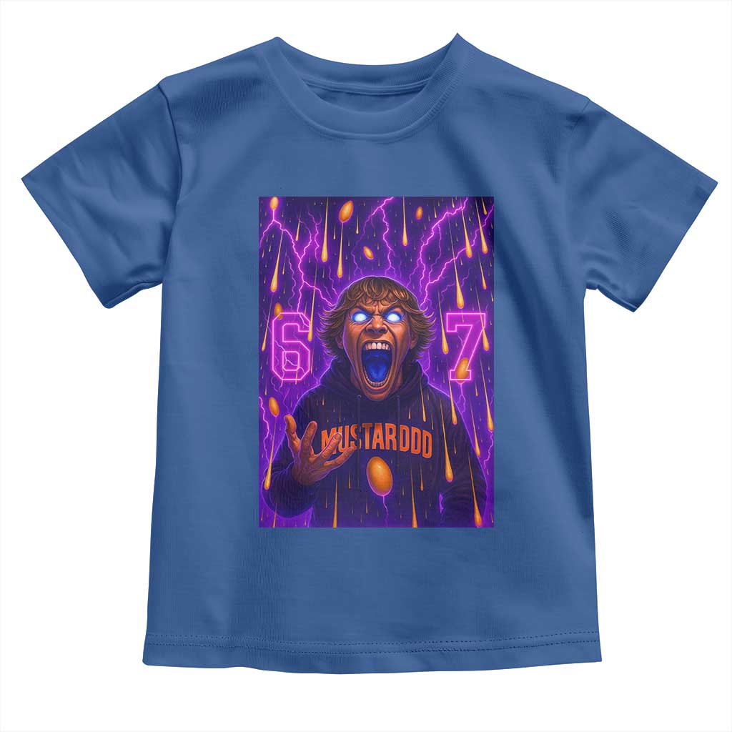 Mason 67 Meme Graphic Toddler T Shirt Glowing Eyes Devil Edit 6 7 Viral Six Seven Scream TS02 Royal Blue Print Your Wear