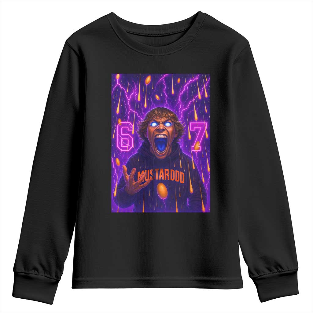 Mason 67 Meme Graphic Youth Sweatshirt Glowing Eyes Devil Edit 6 7 Viral Six Seven Scream TS02 Black Print Your Wear