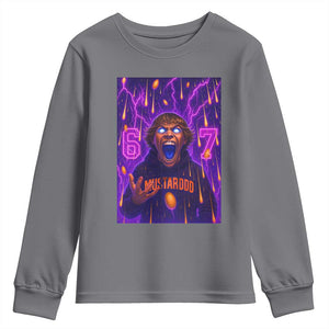 Mason 67 Meme Graphic Youth Sweatshirt Glowing Eyes Devil Edit 6 7 Viral Six Seven Scream TS02 Charcoal Print Your Wear