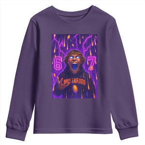 Mason 67 Meme Graphic Youth Sweatshirt Glowing Eyes Devil Edit 6 7 Viral Six Seven Scream TS02 Purple Print Your Wear