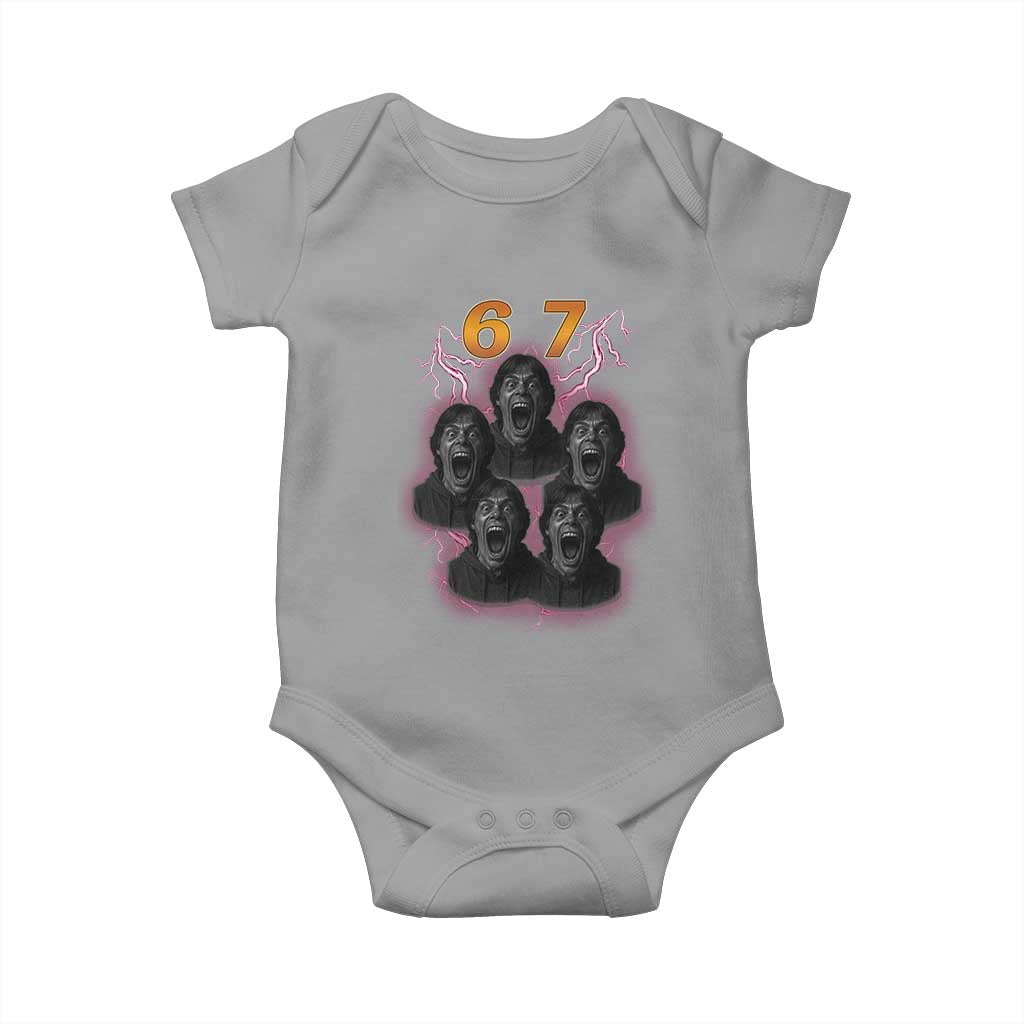Mason 6 7 Meme Graphic Baby Onesie Six Seven 67 Meme Horror Edit Bootleg TS02 Sport Gray Print Your Wear
