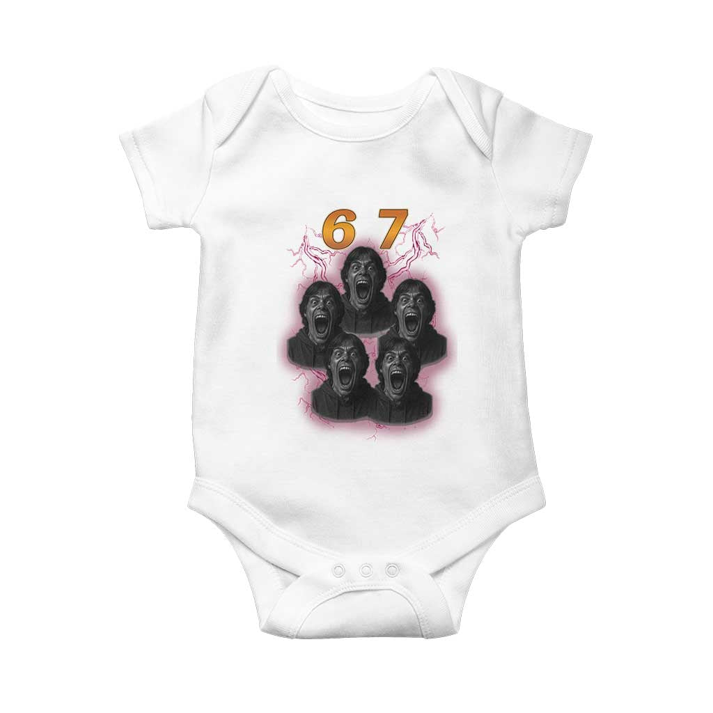 Mason 6 7 Meme Graphic Baby Onesie Six Seven 67 Meme Horror Edit Bootleg TS02 White Print Your Wear