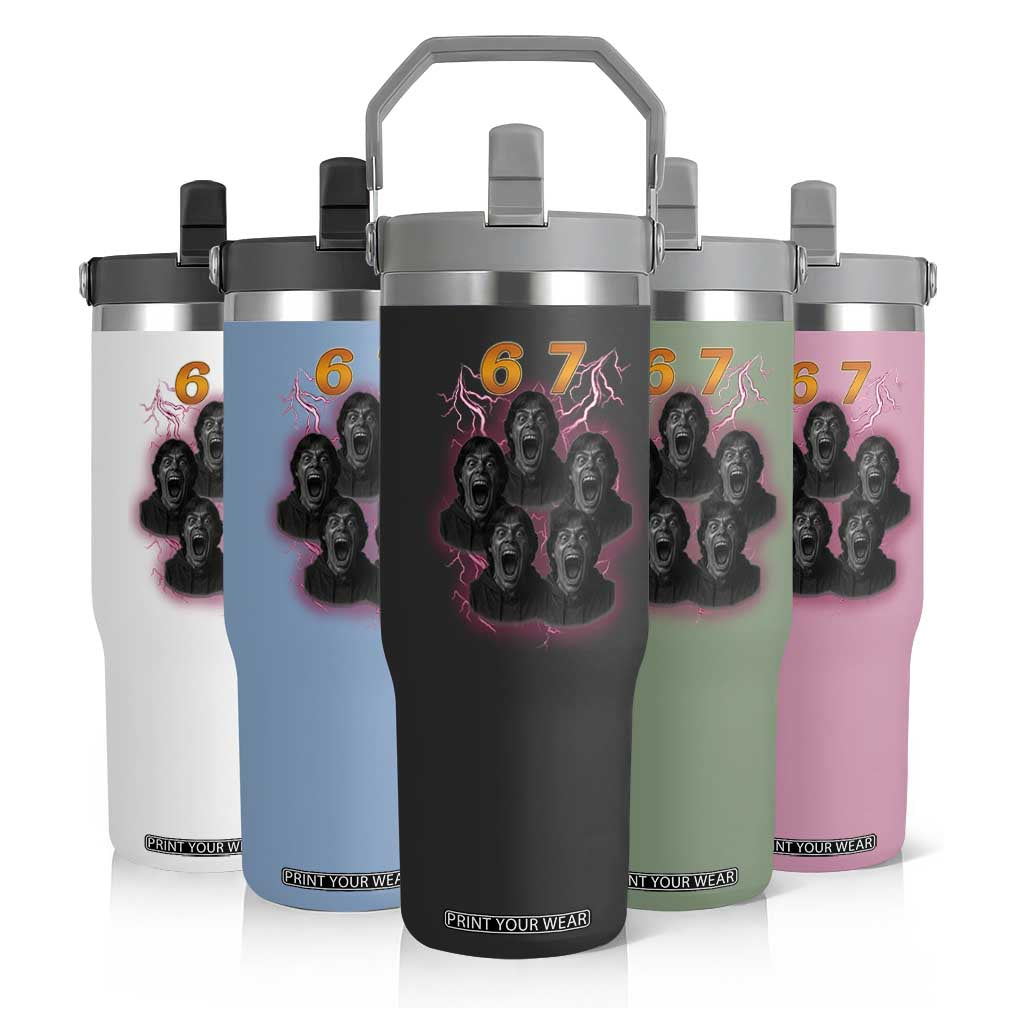 Mason 6 7 Meme Graphic Flip Straw Tumbler Six Seven 67 Meme Horror Edit Bootleg TS02 Print Your Wear