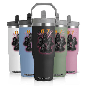 Mason 6 7 Meme Graphic Flip Straw Tumbler Six Seven 67 Meme Horror Edit Bootleg TS02 Print Your Wear