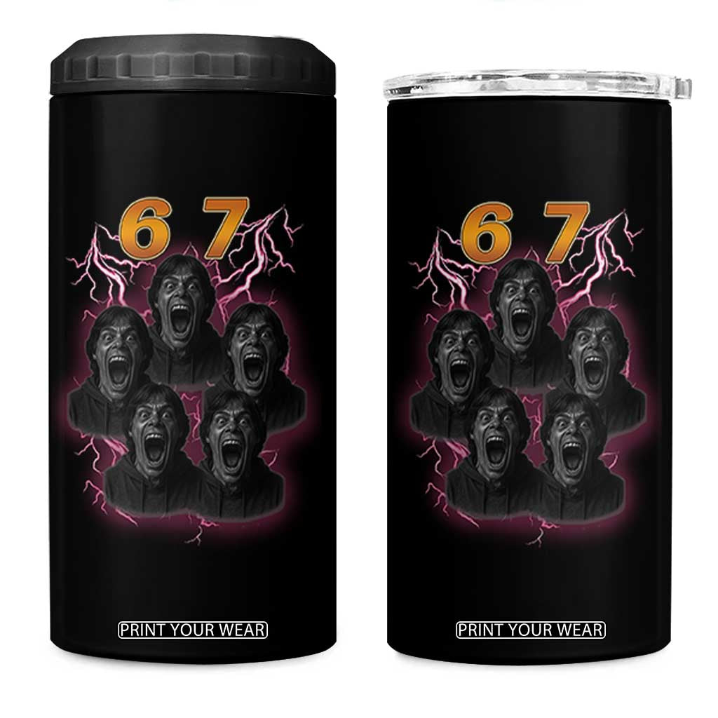 Mason 6 7 Meme Graphic 4 in 1 Can Cooler Tumbler Six Seven 67 Meme Horror Edit Bootleg TS02 One Size: 16 oz Black Print Your Wear