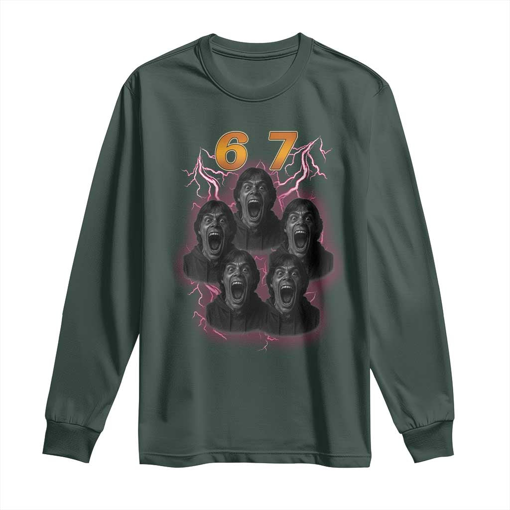 Mason 6 7 Meme Graphic Long Sleeve Shirt Six Seven 67 Meme Horror Edit Bootleg TS02 Dark Forest Green Print Your Wear