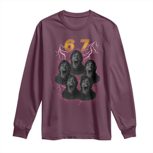 Mason 6 7 Meme Graphic Long Sleeve Shirt Six Seven 67 Meme Horror Edit Bootleg TS02 Maroon Print Your Wear
