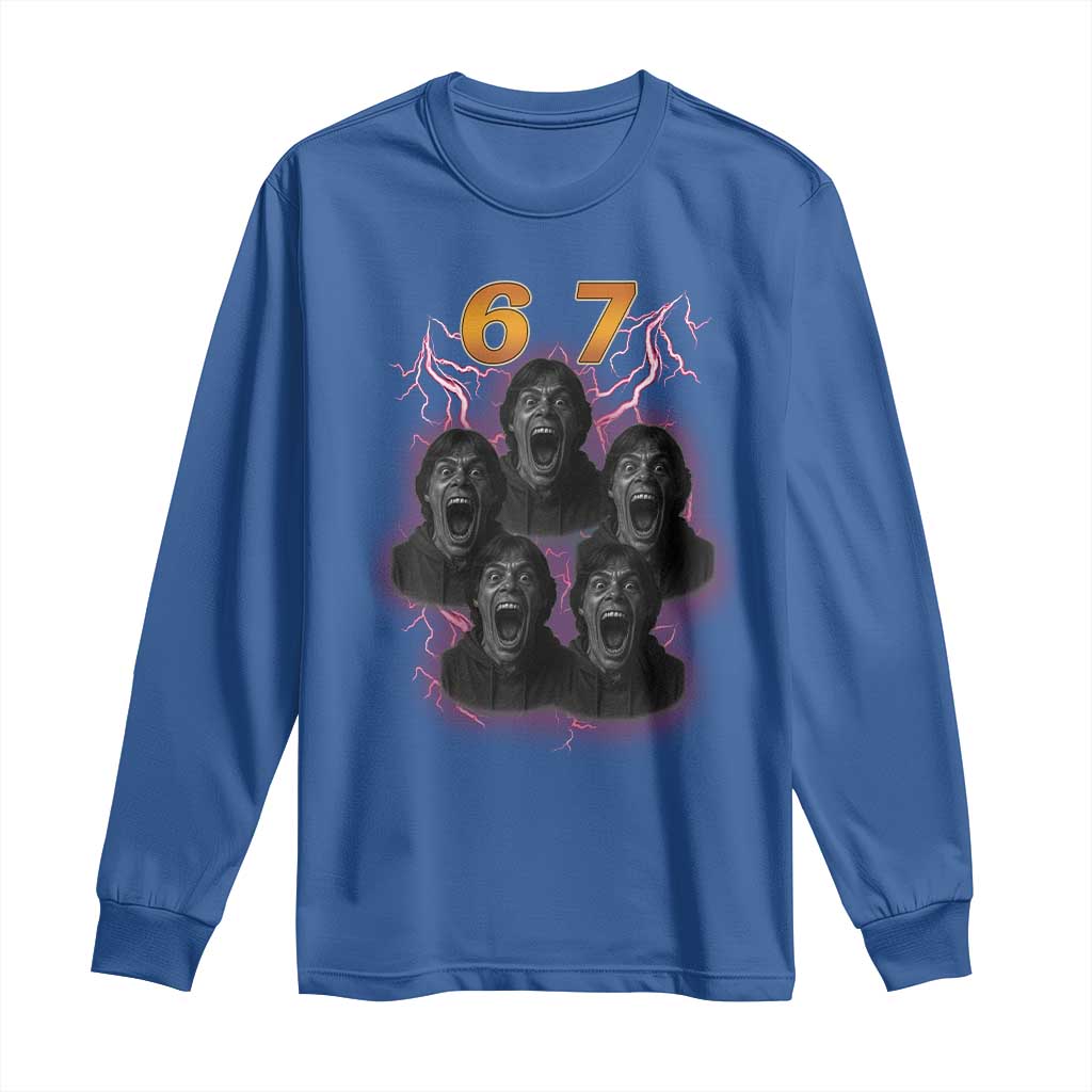 Mason 6 7 Meme Graphic Long Sleeve Shirt Six Seven 67 Meme Horror Edit Bootleg TS02 Royal Blue Print Your Wear