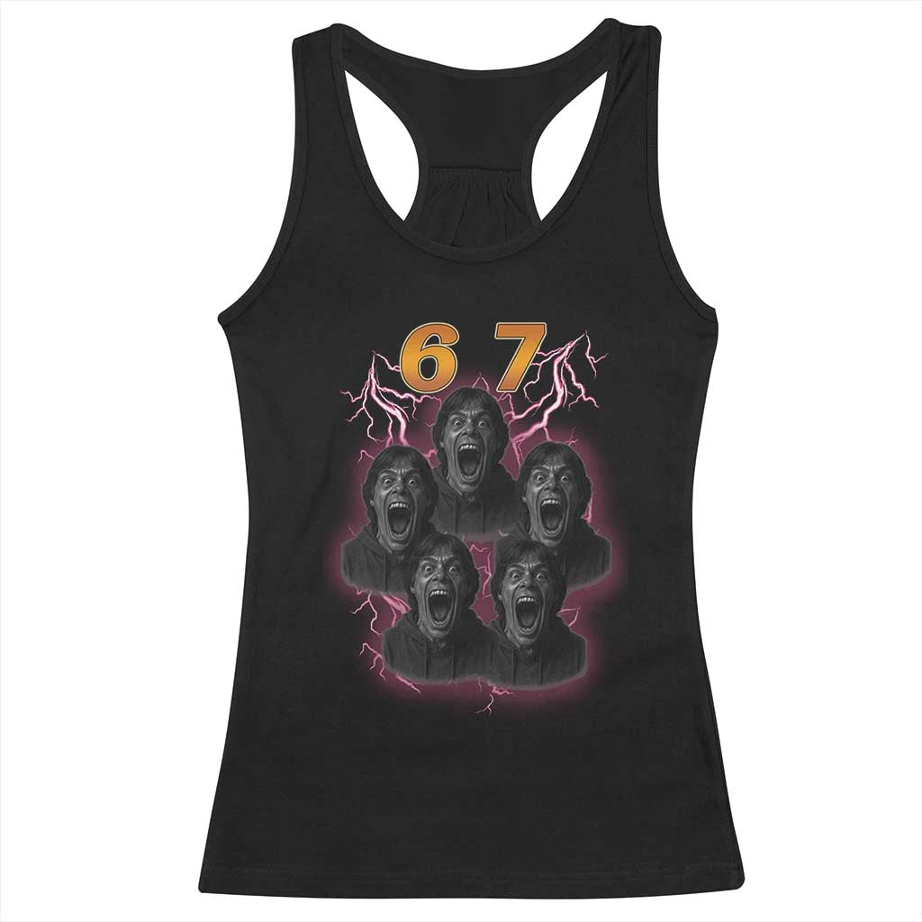 Mason 6 7 Meme Graphic Racerback Tank Top Six Seven 67 Meme Horror Edit Bootleg TS02 Black Print Your Wear