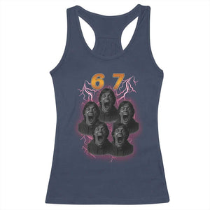 Mason 6 7 Meme Graphic Racerback Tank Top Six Seven 67 Meme Horror Edit Bootleg TS02 Navy Print Your Wear