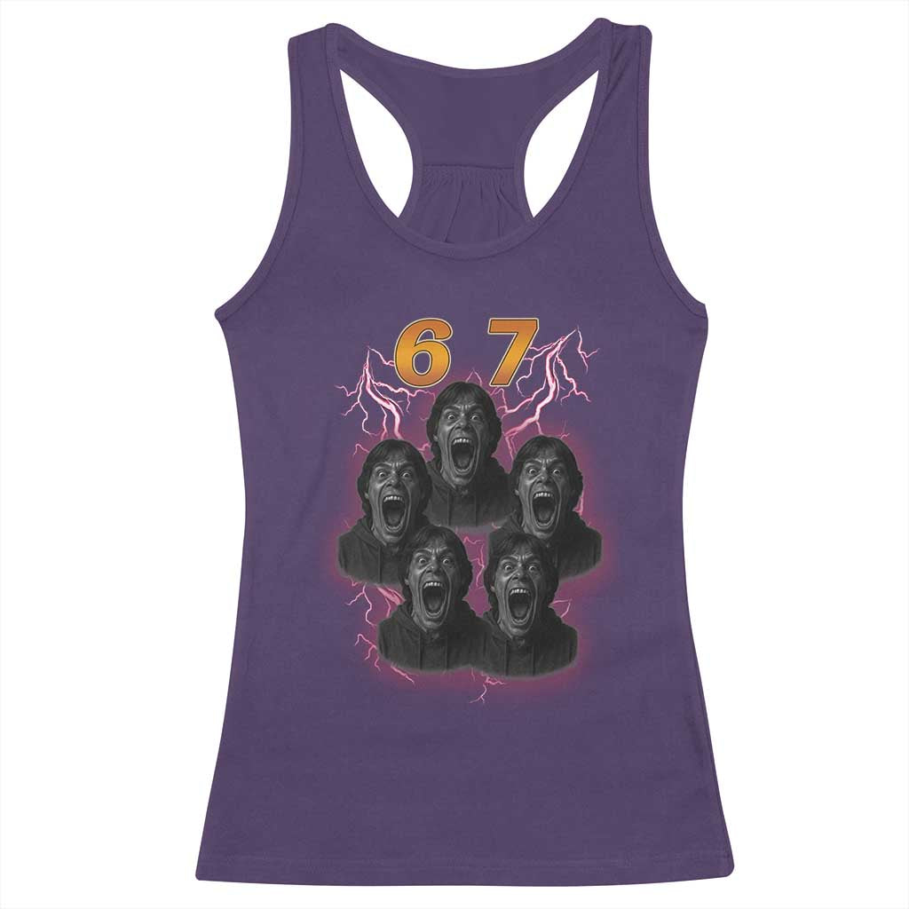 Mason 6 7 Meme Graphic Racerback Tank Top Six Seven 67 Meme Horror Edit Bootleg TS02 Purple Print Your Wear
