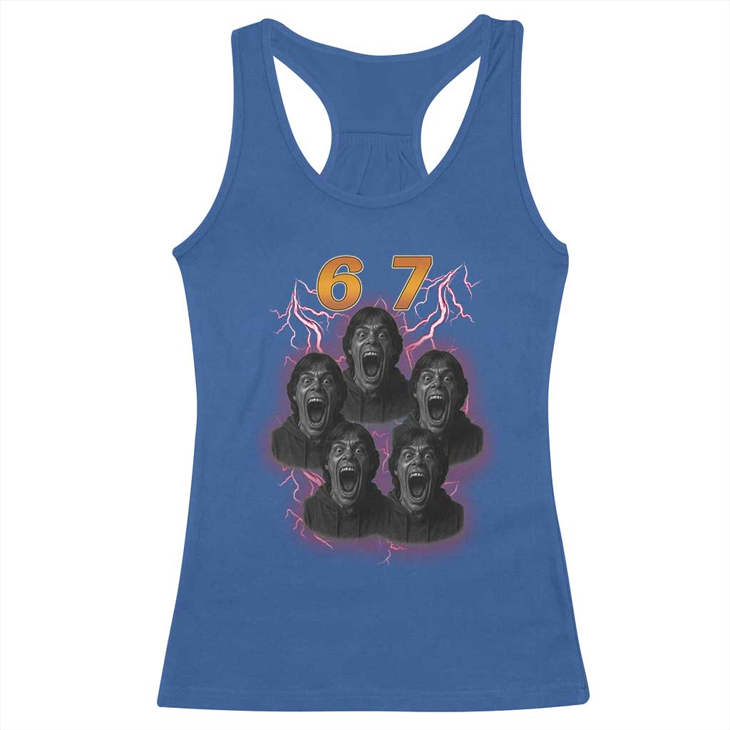 Mason 6 7 Meme Graphic Racerback Tank Top Six Seven 67 Meme Horror Edit Bootleg TS02 Royal Blue Print Your Wear