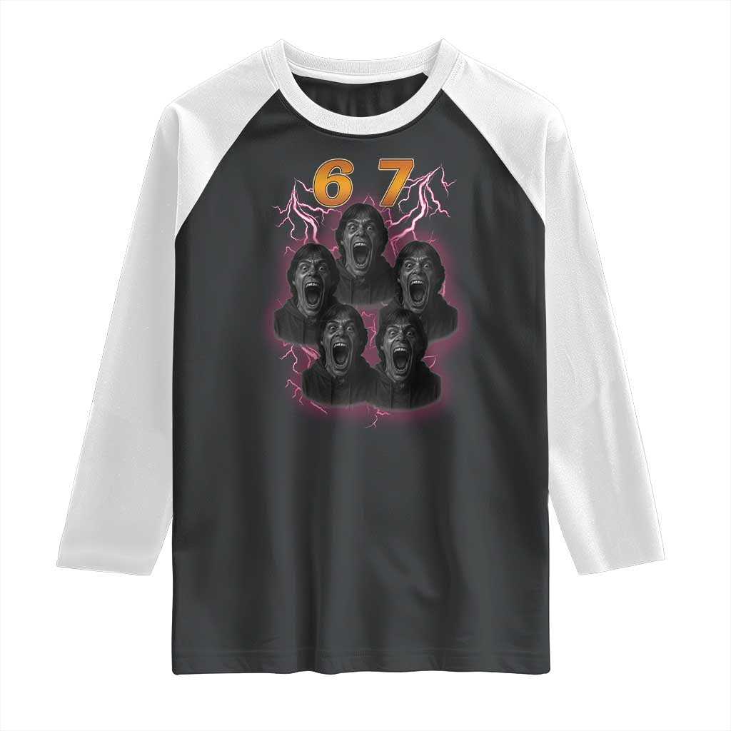 Mason 6 7 Meme Graphic Raglan Shirt Six Seven 67 Meme Horror Edit Bootleg TS02 Black White Print Your Wear