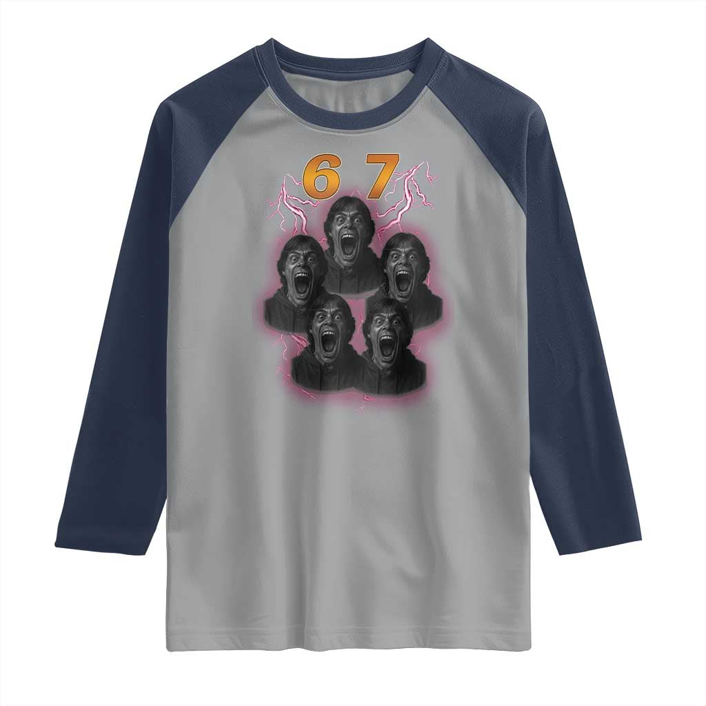 Mason 6 7 Meme Graphic Raglan Shirt Six Seven 67 Meme Horror Edit Bootleg TS02 Sport Gray Navy Print Your Wear
