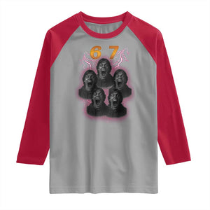 Mason 6 7 Meme Graphic Raglan Shirt Six Seven 67 Meme Horror Edit Bootleg TS02 Sport Gray Red Print Your Wear