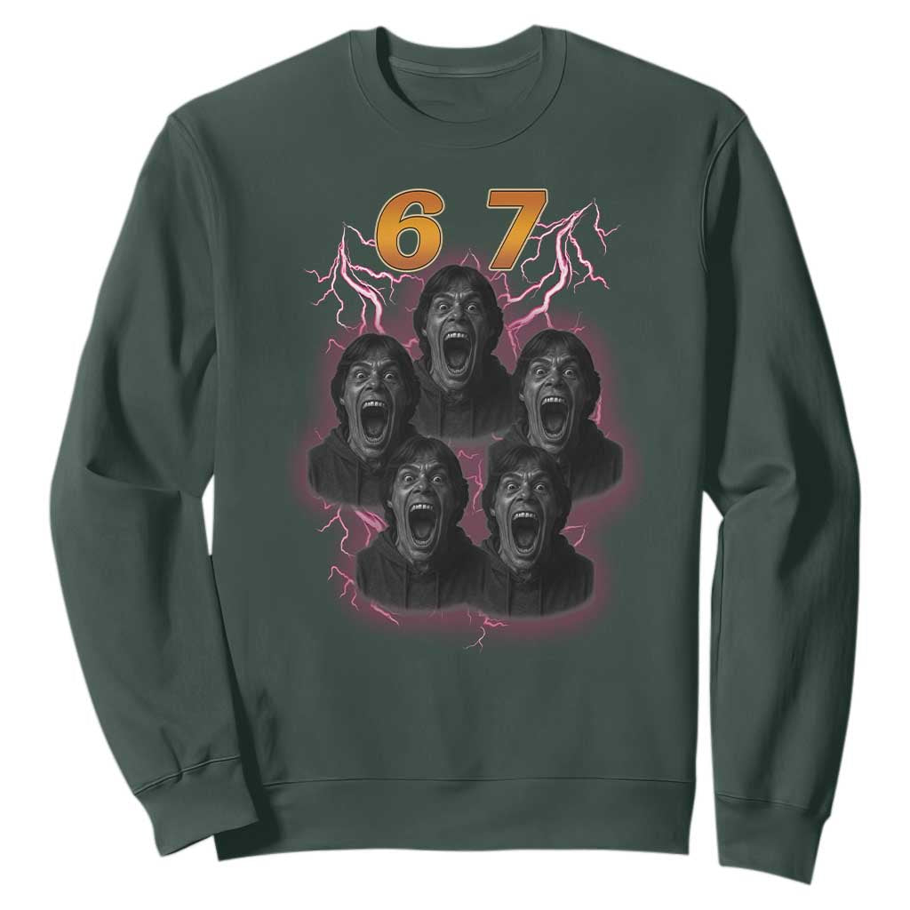 Mason 6 7 Meme Graphic Sweatshirt Six Seven 67 Meme Horror Edit Bootleg TS02 Dark Forest Green Print Your Wear