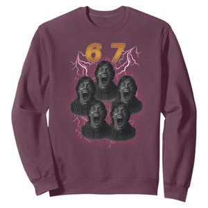 Mason 6 7 Meme Graphic Sweatshirt Six Seven 67 Meme Horror Edit Bootleg TS02 Maroon Print Your Wear