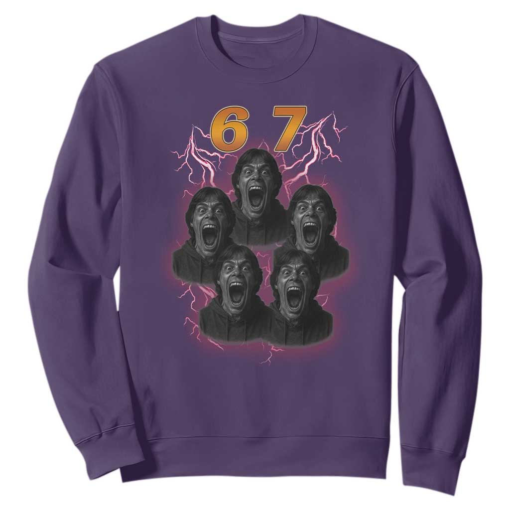 Mason 6 7 Meme Graphic Sweatshirt Six Seven 67 Meme Horror Edit Bootleg TS02 Purple Print Your Wear