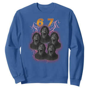 Mason 6 7 Meme Graphic Sweatshirt Six Seven 67 Meme Horror Edit Bootleg TS02 Royal Blue Print Your Wear