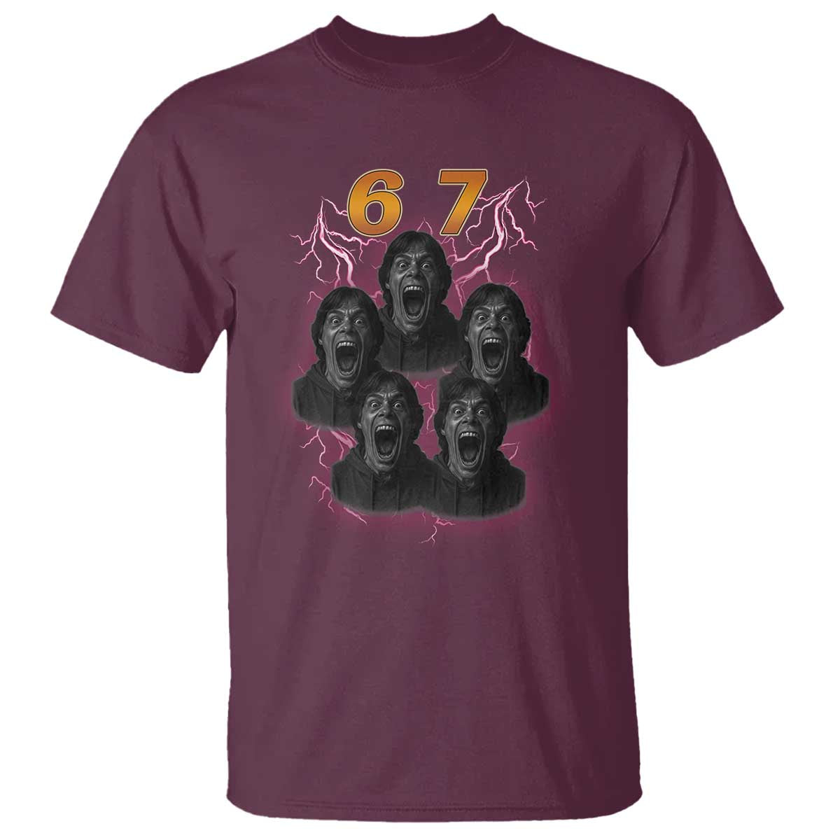 Mason 6 7 Meme Graphic T Shirt Six Seven 67 Meme Horror Edit Bootleg TS02 Maroon Print Your Wear