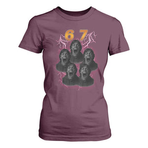 Mason 6 7 Meme Graphic T Shirt For Women Six Seven 67 Meme Horror Edit Bootleg TS02 Maroon Print Your Wear